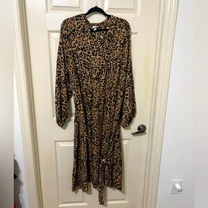 WOMENS MIDI LEOPARD DRESS